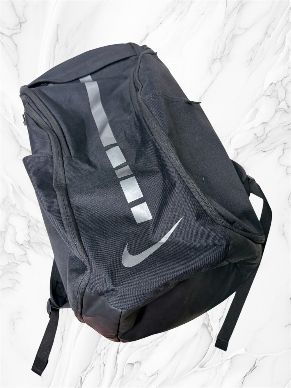 Nike Hoops Elite Pro Basketball Backpack Features Metallic Silver Stripe Accents